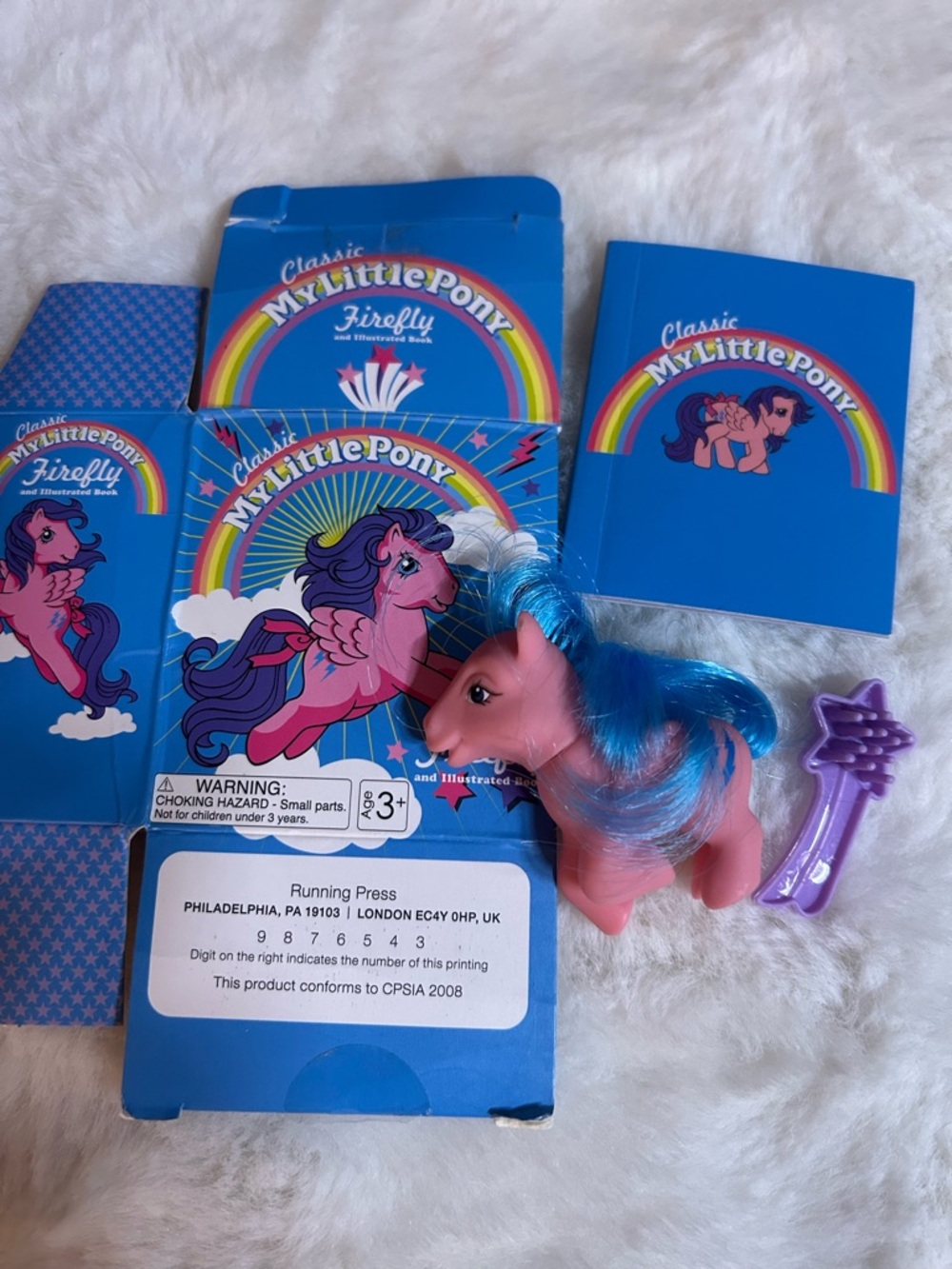 My Little Pony Pink Figure with Blue Mane and Purple Comb